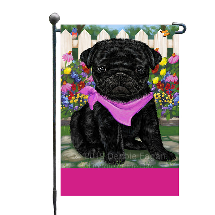 Personalized Spring Floral Pug Dog Custom Garden Flags GFLG-DOTD-A62957