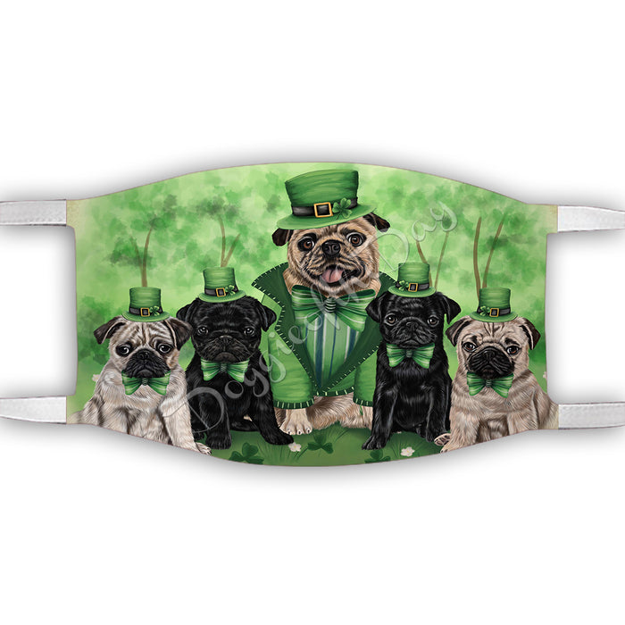 St. Patricks Day Irish Pug Dogs Face Mask FM50176