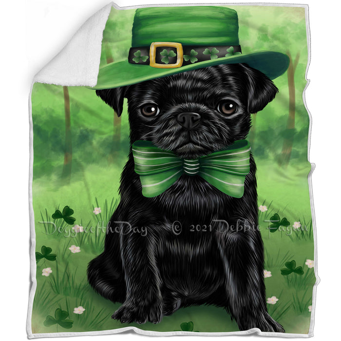 St. Patricks Day Irish Portrait Pug Dog Blanket BLNKT58746