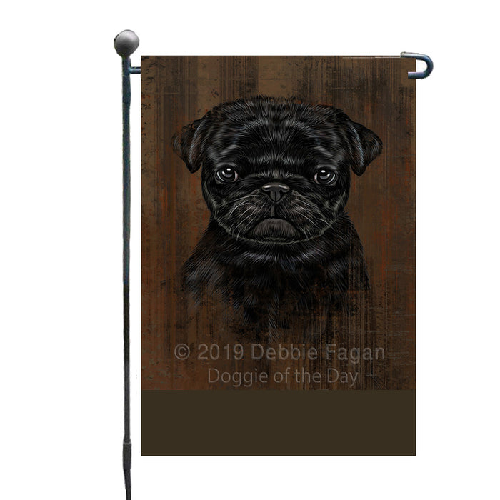 Personalized Rustic Pug Dog Custom Garden Flag GFLG63599