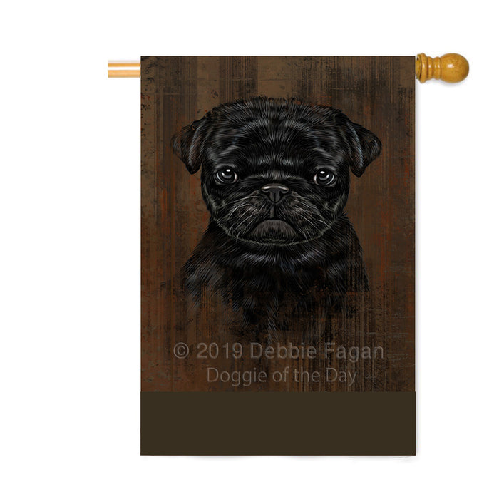 Personalized Rustic Pug Dog Custom House Flag FLG64676