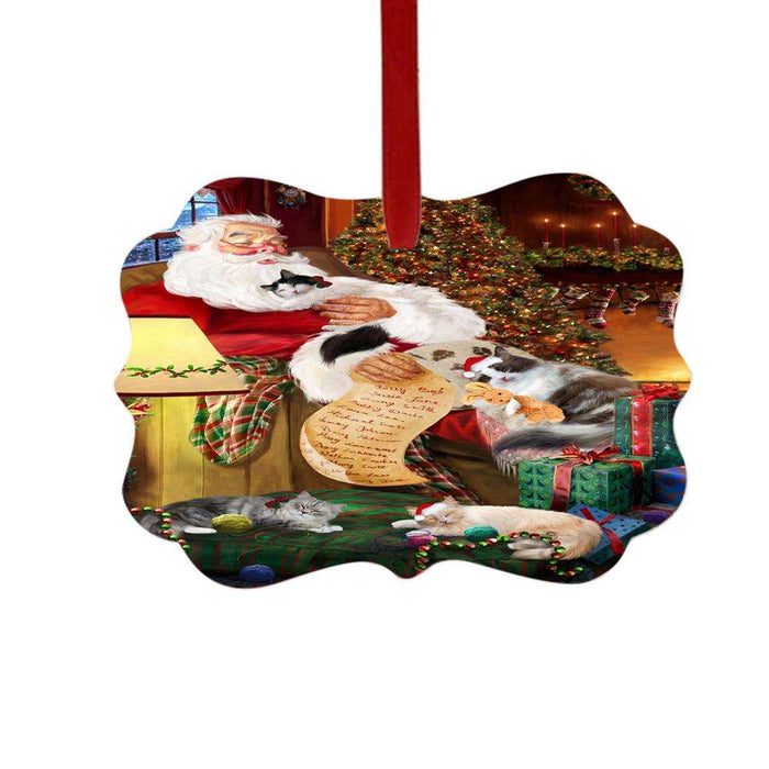 Ragamuffin Cats and Kittens Sleeping with Santa Double-Sided Photo Benelux Christmas Ornament LOR49308