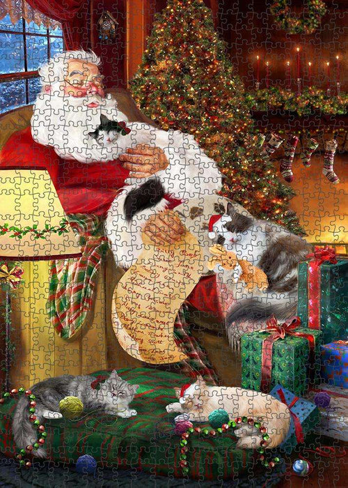 Ragamuffin Cats and Kittens Sleeping with Santa Puzzle with Photo Tin PUZL85224