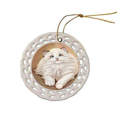 Ragdoll Cat Christmas Doily Ceramic Ornament