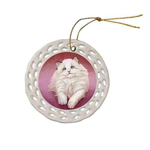 Ragdoll Cat Christmas Doily Ceramic Ornament