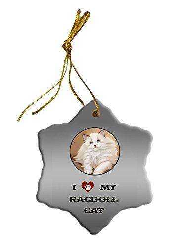 Ragdoll Cat Christmas Snowflake Ceramic Ornament