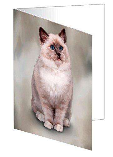 Ragdoll Cat Handmade Artwork Assorted Pets Greeting Cards and Note Cards with Envelopes for All Occasions and Holiday Seasons D049