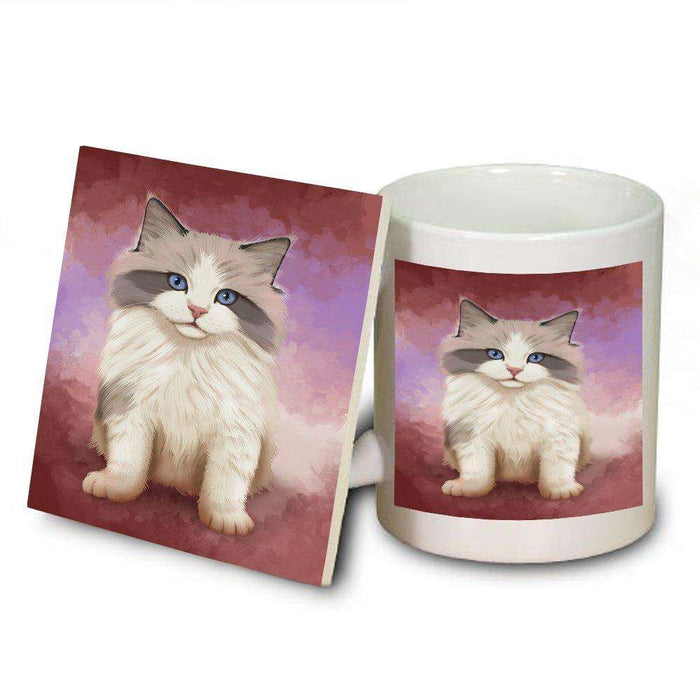 Ragdoll Kitten Cat Mug and Coaster Set