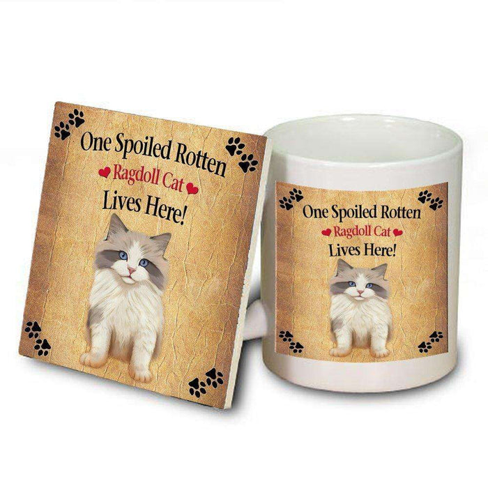 Ragdoll Kitten Spoiled Rotten Cat Mug and Coaster Set