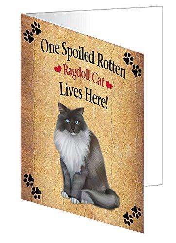 Ragdoll Spoiled Rotten Cat Handmade Artwork Assorted Pets Greeting Cards and Note Cards with Envelopes for All Occasions and Holiday Seasons
