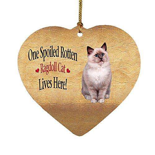 Ragdoll Spoiled Rotten Cat Heart Christmas Ornament
