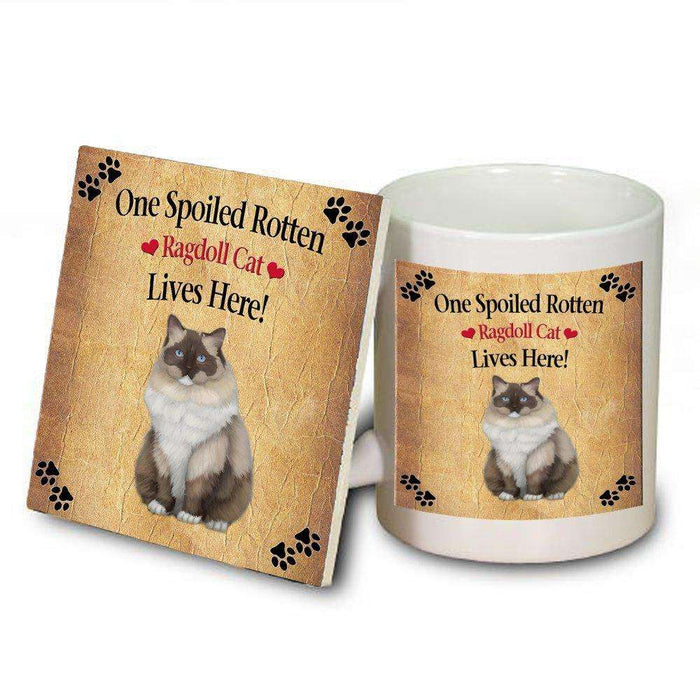 Ragdoll Spoiled Rotten Cat Mug and Coaster Set