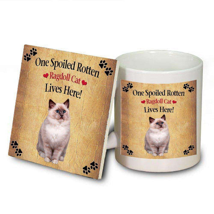 Ragdoll Spoiled Rotten Cat Mug and Coaster Set