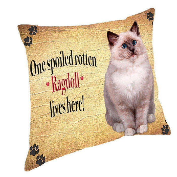 Ragdoll Spoiled Rotten Cat Throw Pillow