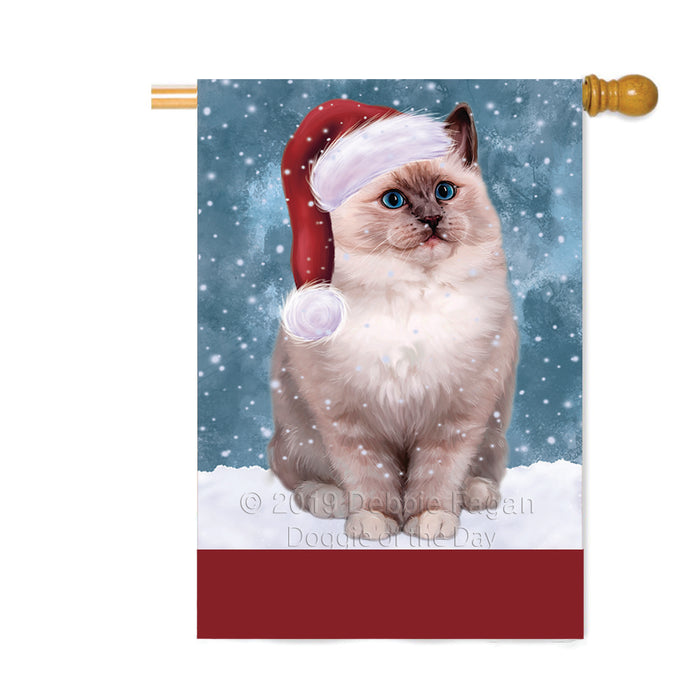 Personalized Let It Snow Happy Holidays Ragdoll Cat Custom House Flag FLG-DOTD-A62472