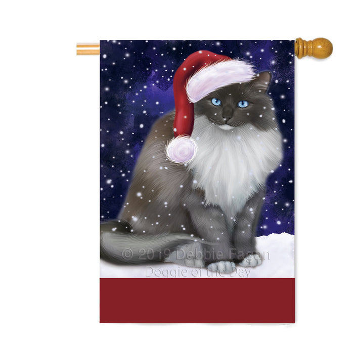 Personalized Let It Snow Happy Holidays Ragdoll Cat Custom House Flag FLG-DOTD-A62473