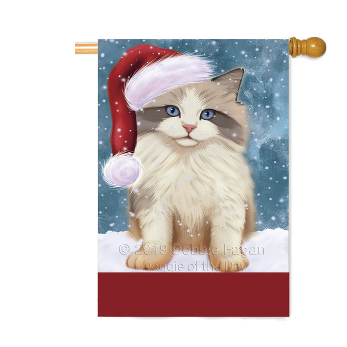 Personalized Let It Snow Happy Holidays Ragdoll Cat Custom House Flag FLG-DOTD-A62474