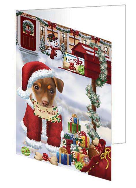 Rat Terrier Dog Dear Santa Letter Christmas Holiday Mailbox Handmade Artwork Assorted Pets Greeting Cards and Note Cards with Envelopes for All Occasions and Holiday Seasons GCD65792