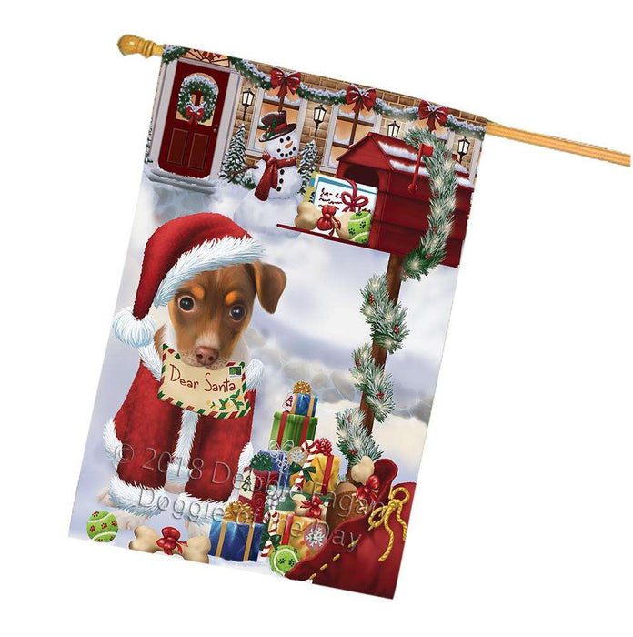 Rat Terrier Dog Dear Santa Letter Christmas Holiday Mailbox House Flag FLG54119