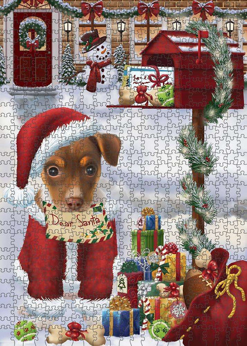 Rat Terrier Dog Dear Santa Letter Christmas Holiday Mailbox Puzzle  PUZL82840