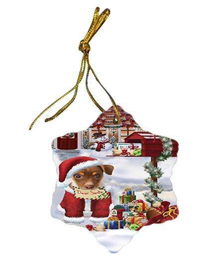 Rat Terrier Dog Dear Santa Letter Christmas Holiday Mailbox Star Porcelain Ornament SPOR53912