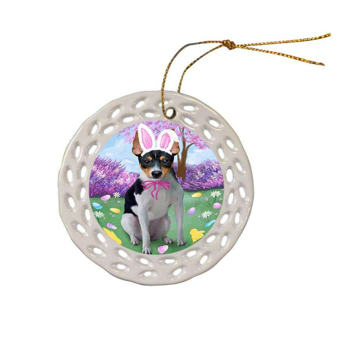 Rat Terrier Dog Easter Holiday Ceramic Doily Ornament DPOR49229