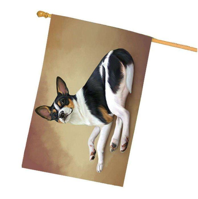 Rat Terrier Dog House Flag