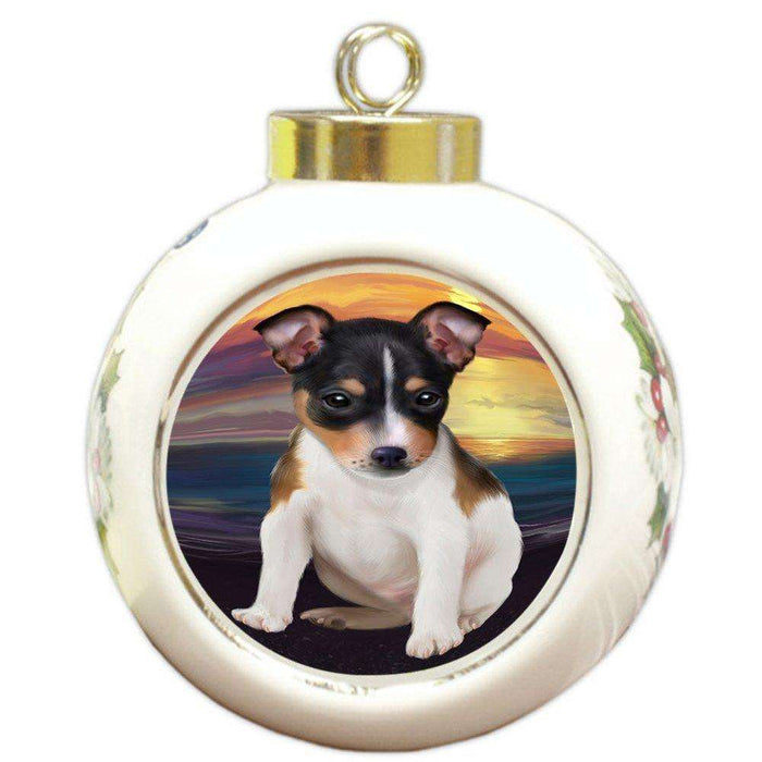 Rat Terrier Dog Round Ball Christmas Ornament RBPOR48515