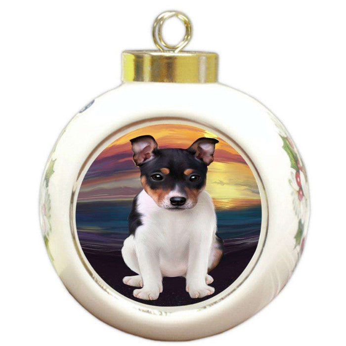 Rat Terrier Dog Round Ball Christmas Ornament RBPOR48519