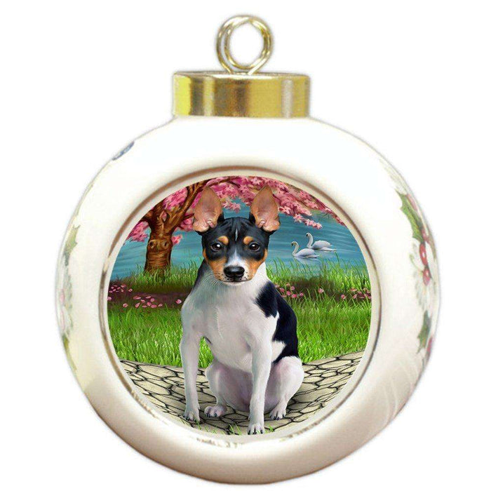 Rat Terrier Dog Round Ball Christmas Ornament RBPOR48520