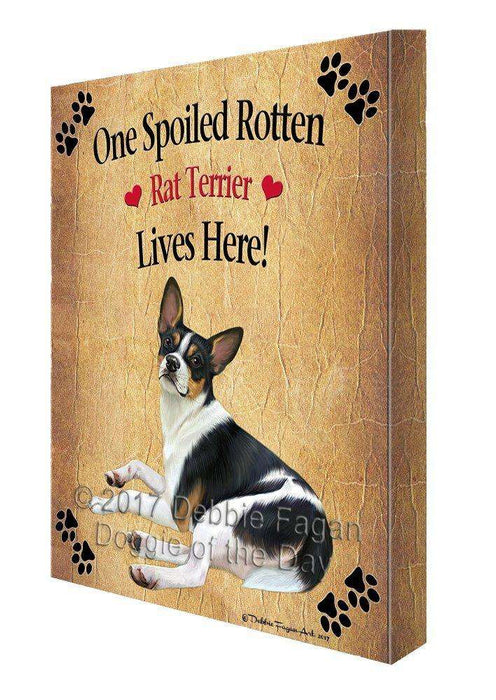 Rat Terrier Spoiled Rotten Dog Canvas Wall Art D564