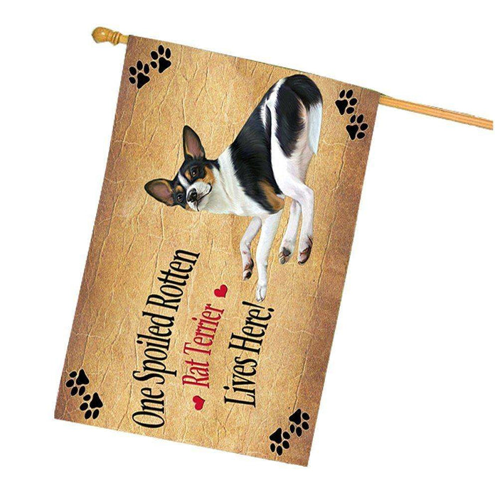 Rat Terrier Spoiled Rotten Dog House Flag