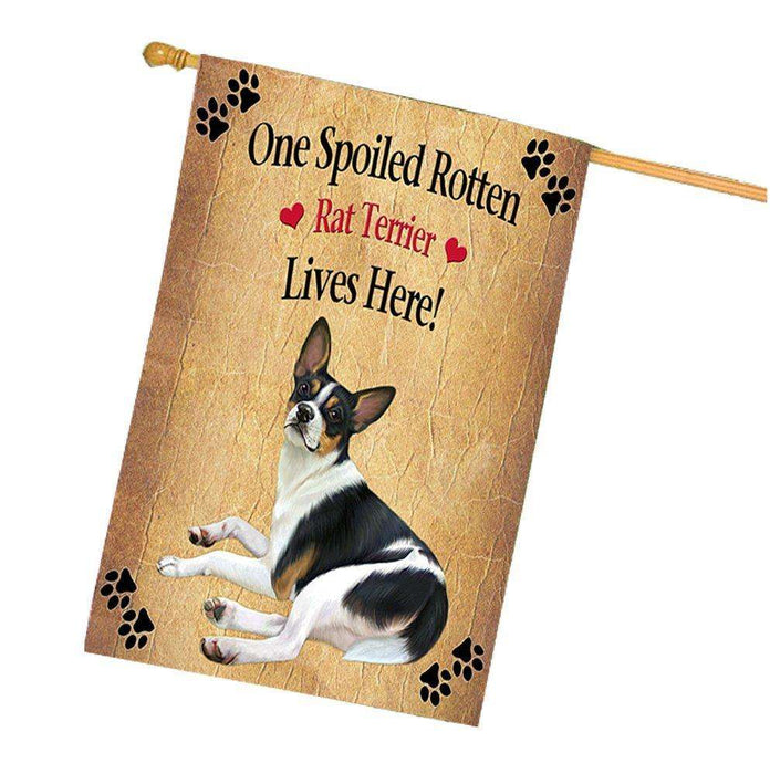 Rat Terrier Spoiled Rotten Dog House Flag