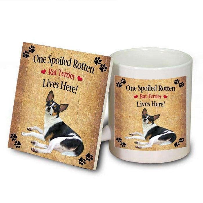 Rat Terrier Spoiled Rotten Dog Mug and Coaster Set