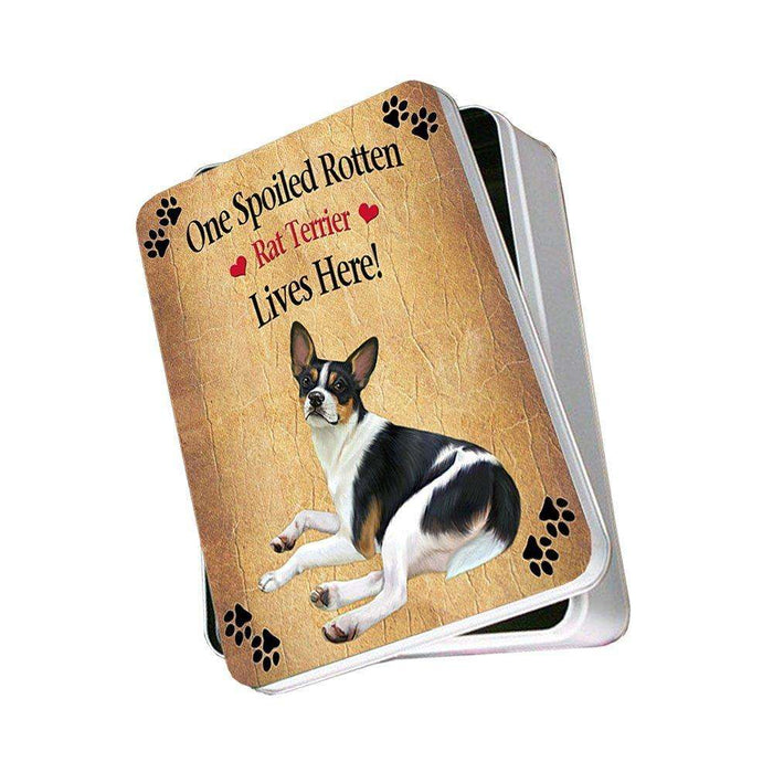 Rat Terrier Spoiled Rotten Dog Photo Storage Tin