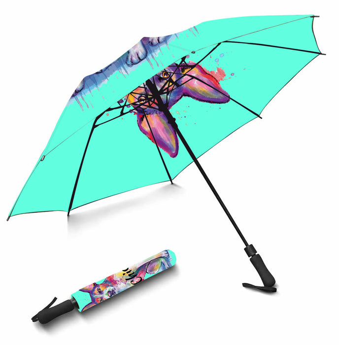 Custom Pet Name Personalized Watercolor Rat Terrier DogSemi-Automatic Foldable Umbrella