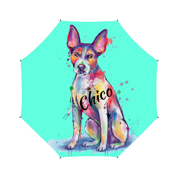 Custom Pet Name Personalized Watercolor Rat Terrier DogSemi-Automatic Foldable Umbrella