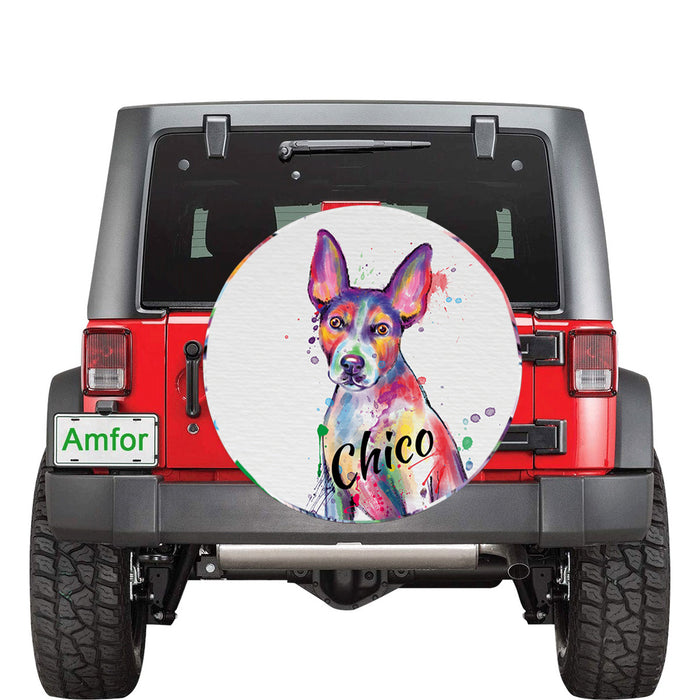 Custom Pet Name Personalized Watercolor Rat Terrier Dog Car Tire Cover