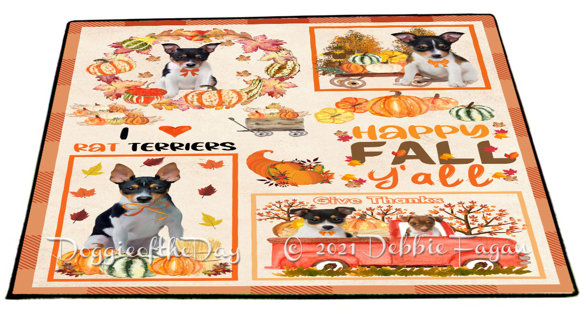 Happy Fall Y'all Pumpkin Rat Terrier Dogs Indoor/Outdoor Welcome Floormat - Premium Quality Washable Anti-Slip Doormat Rug FLMS58717