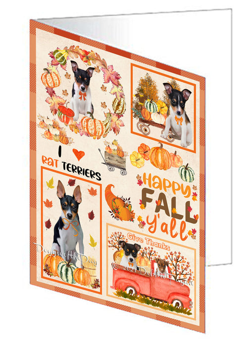 Happy Fall Y'all Pumpkin Rat Terrier Dogs Handmade Artwork Assorted Pets Greeting Cards and Note Cards with Envelopes for All Occasions and Holiday Seasons GCD77090