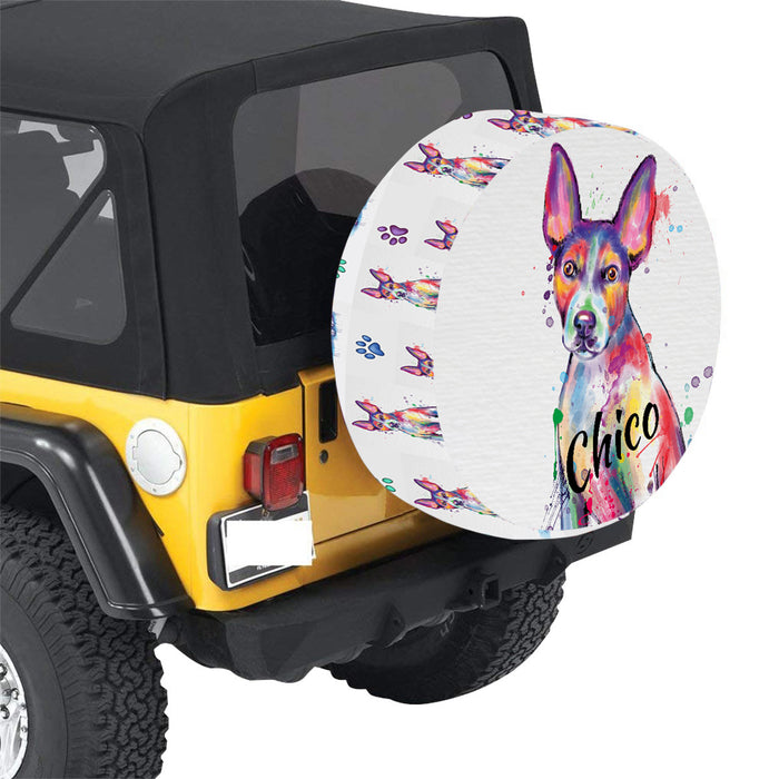 Custom Pet Name Personalized Watercolor Rat Terrier Dog Car Tire Cover