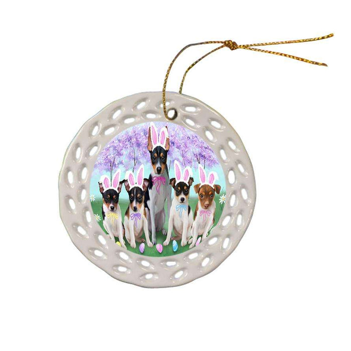 Rat Terriers Dog Easter Holiday Ceramic Doily Ornament DPOR49230