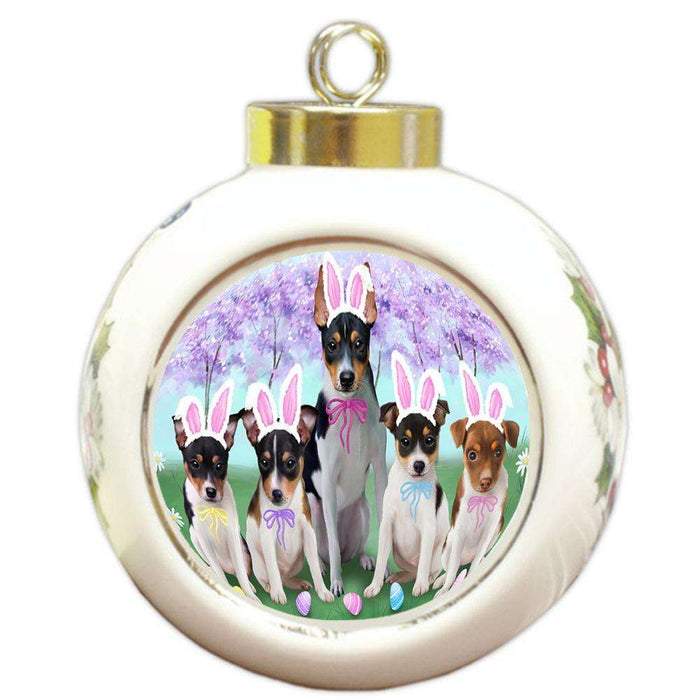 Rat Terriers Dog Easter Holiday Round Ball Christmas Ornament RBPOR49230
