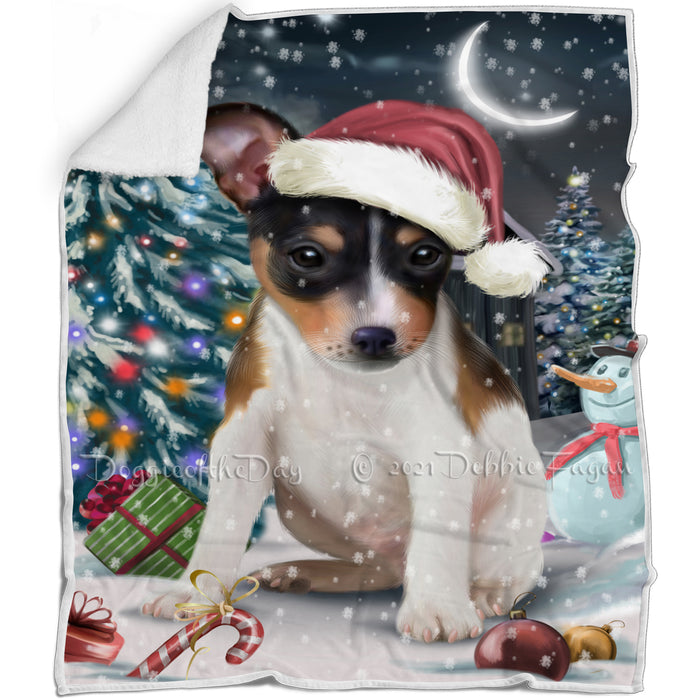 Have a Holly Jolly Christmas Rat-Terriers Dog in Holiday Background Blanket D154