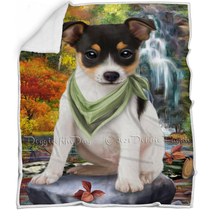 Scenic Waterfall Rat Terrier Dog Blanket BLNKT84099