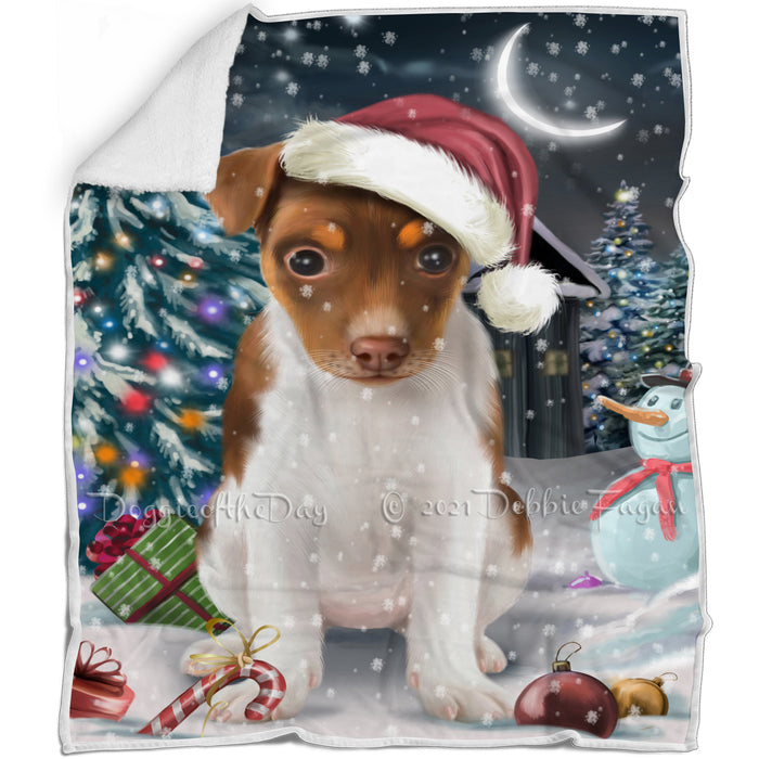 Have a Holly Jolly Christmas Rat-Terriers Dog in Holiday Background Blanket D155