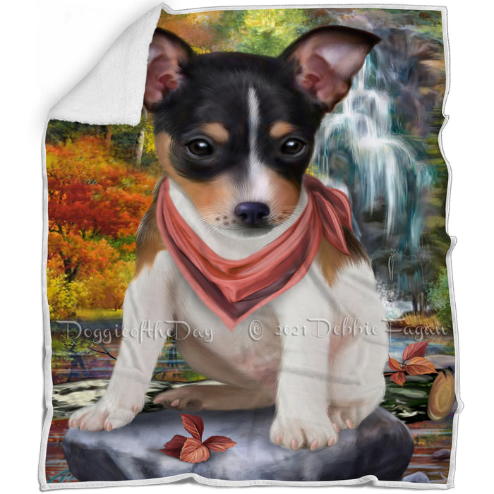 Scenic Waterfall Rat Terrier Dog Blanket BLNKT84117