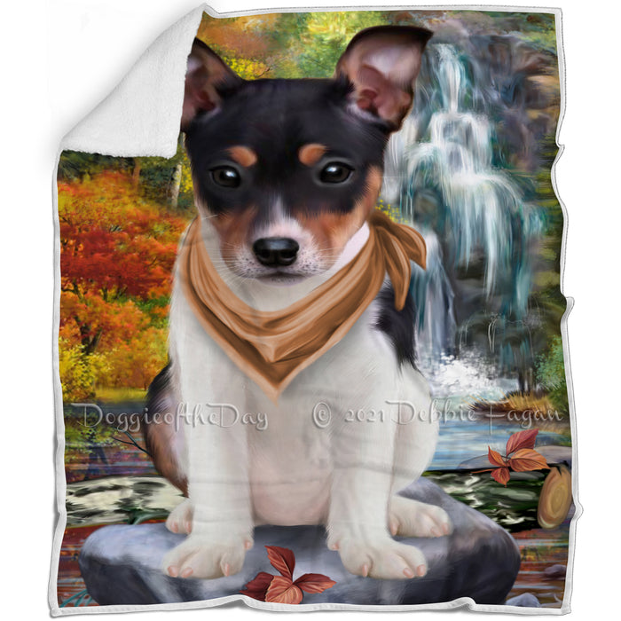 Scenic Waterfall Rat Terrier Dog Blanket BLNKT84126