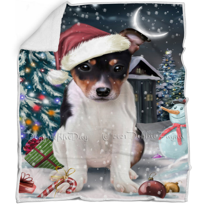 Have a Holly Jolly Christmas Rat-Terriers Dog in Holiday Background Blanket D157