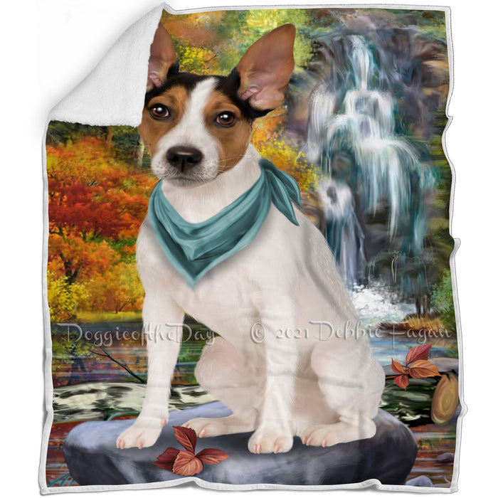 Scenic Waterfall Rat Terrier Dog Blanket BLNKT84135
